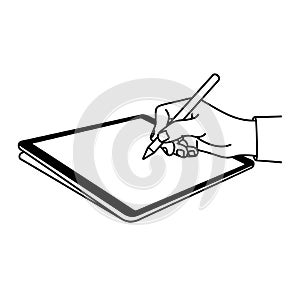 Hand Drawing on Digital Tablet with Stylus