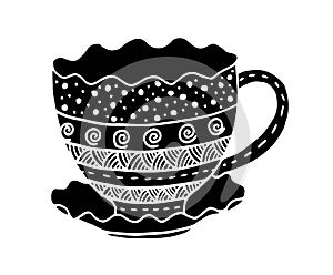 Hand drawing doodle Coffee cup pattern vector illustration