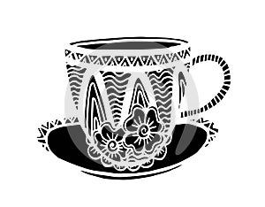 Hand drawing doodle coffee cup pattern vector illustration