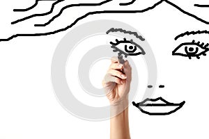 Hand drawing face of beautiful woman