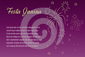 Hand-drawing Festa Junina fireworks on night time background