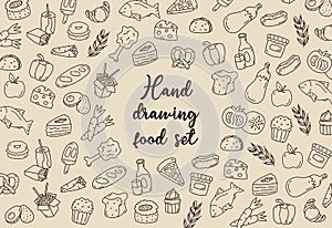 Hand drawing food set