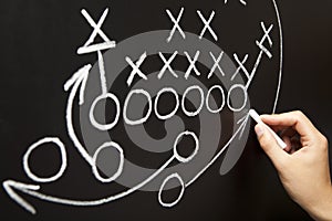 Coach Drawing American Football Playbook Strategy