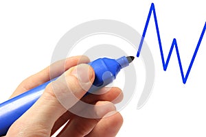 hand drawing graph with blue pen