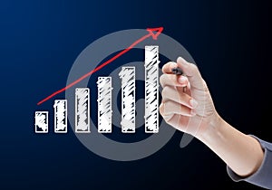 Hand drawing graph in a whiteboard