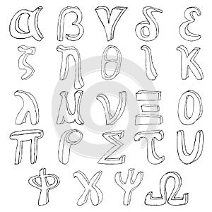 Hand drawing greek alphabet