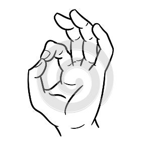 Hand drawing of a hand gesture okey-Vector Illustration photo
