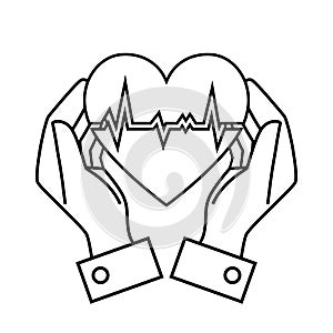 Hand drawing hand hold heart rate design