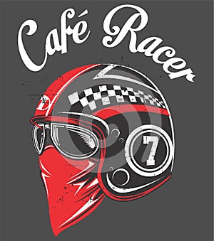 Hand drawing of helmet a classic cafe racer motorcycle.r Illustration, EPS  manual artrwork hand draw