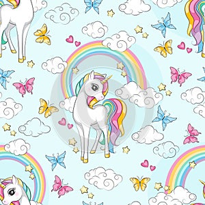 Hand drawing illustration of cute unicorn for children.