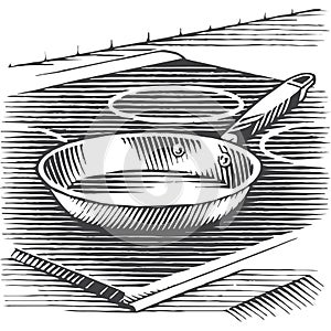 Hand drawing kitchen equipment in white background