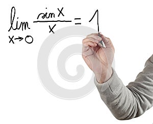 Hand drawing limit equation. photo