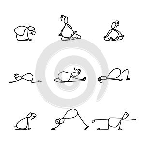 Hand drawing line cartoon yoga for pregnancy