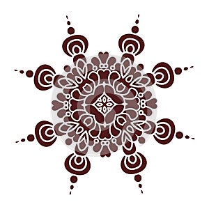 Hand drawing mandala element, silhouette in marsala color. Italian majolica style