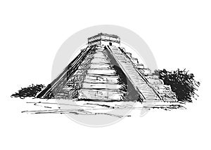 Hand drawing maya pyramid