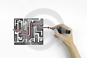 Hand drawing maze on a white background