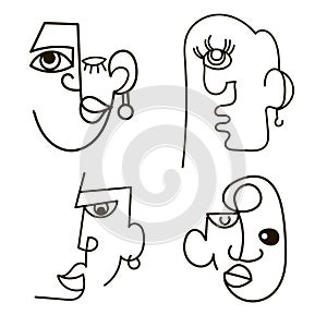 Hand drawing men face in abstract contemporary style.