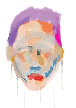 Hand drawing men face in abstract contemporary style.