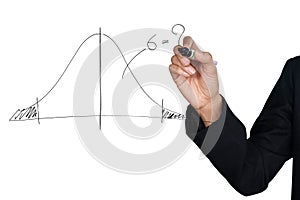 Hand drawing a normal curve statistical photo