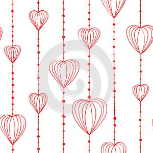 Hand drawing pattern with threads and heart beads