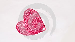 Hand Drawing a Red Heart Stop Motion with a Crayon