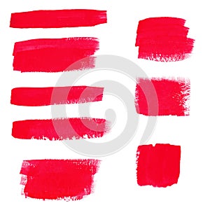 Hand-drawing red textures of brush strokes in random shape