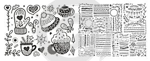 hand drawing Scandinavian doodles elements, norwegian sketch