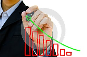 Hand drawing showing graph.