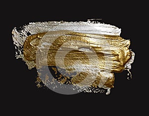 Hand drawing silver and gold brush stroke paint