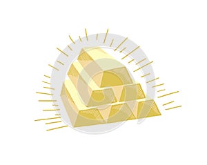 Hand drawing sketch icon of six gold bars