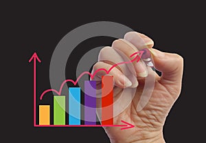 Hand drawing a statistics business bars