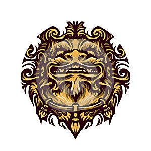 Hand drawing style with a foo dog object use simple colors