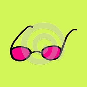 Hand-drawing sunglasses, summer, vector, doodle photo