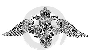 Hand drawing of  symbol of power of  two-headed imperial eagle