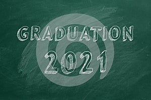 Graduation 2021. Lettering in a school greenboard