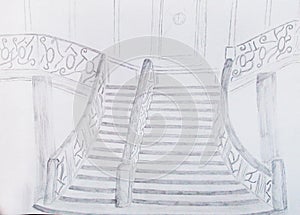 hand drawing titanic stairs