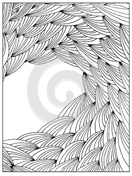 Hand drawing Uncolored Wave frame vector photo