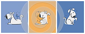 Hand drawing vector abstract cute dog doodle illustration. Cartoon dog and puppy characters design concept collection