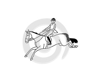 Hand drawing vector horseman rider, english style