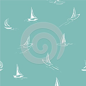 Hand drawing wind surf seamless pattern in . Flat style