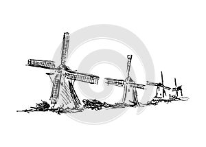 Hand drawing windmills