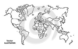 Hand drawing World Map with countries