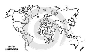 Hand drawing World Map with countries photo