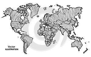 Hand drawing World Map with countries
