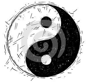 Hand Drawing of Yin Yang Jin Jang Symbol
