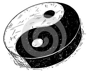 Hand Drawing of Yin Yang Jin Jang Symbol