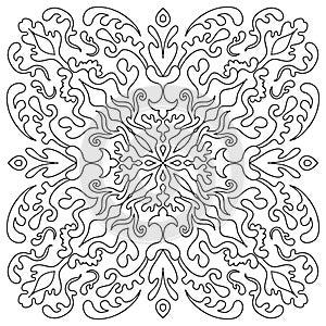 Hand drawing zentangle element. Italian majolica style Black and white. Flower mandala. Vector illustration. The best