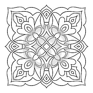 Hand drawing zentangle mandala element. Italian majolica style
