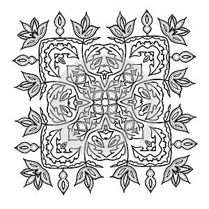 Hand drawing zentangle mandala element. Italian majolica style