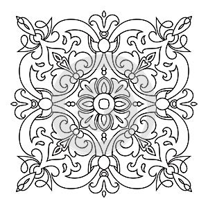 Hand drawing zentangle mandala element. Italian majolica style